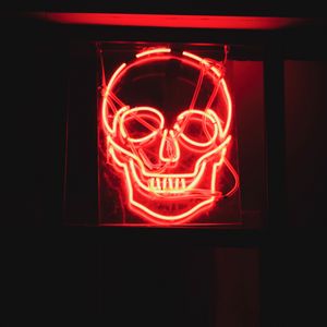 Preview wallpaper skull, neon, glow, dark