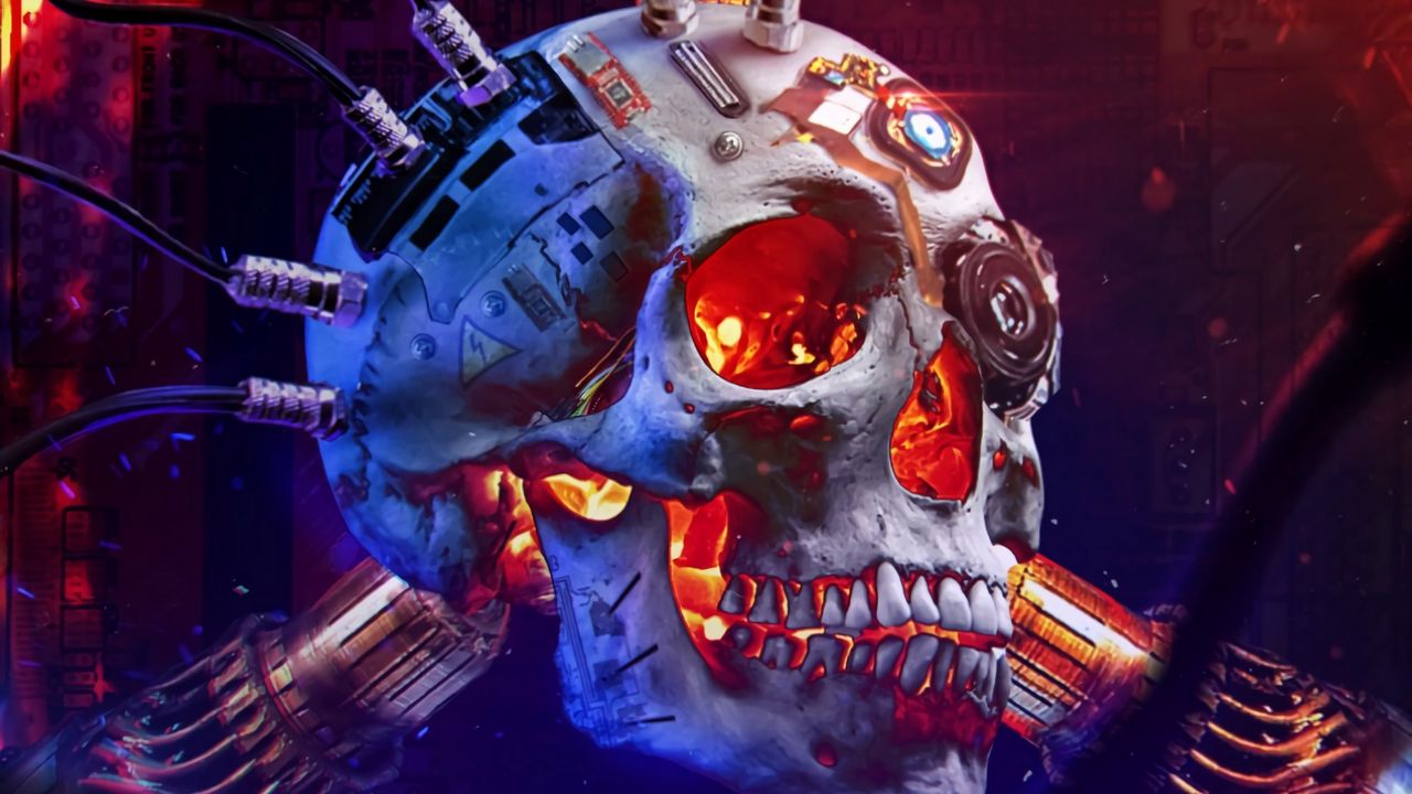 Wallpaper skull, neon, technology, art
