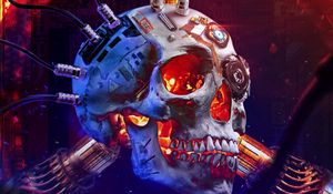 Preview wallpaper skull, neon, technology, art