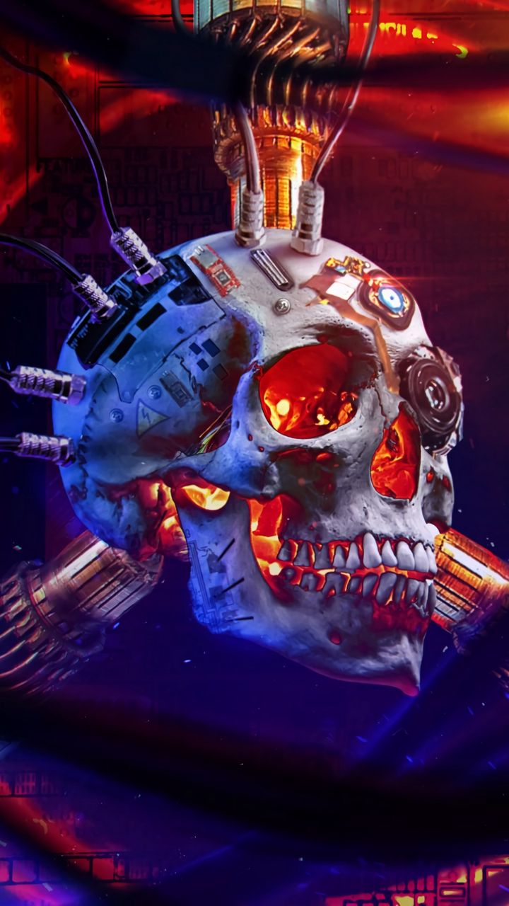 Premium Photo  Cyberpunk skull skeleton a fantasy scary portrait of a skull  on a glowing neon background 3d illustration