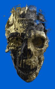 Preview wallpaper skull, paint, golden, skeleton, 3d
