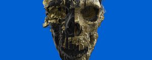 Preview wallpaper skull, paint, golden, skeleton, 3d