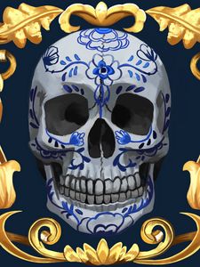 Preview wallpaper skull, pattern, lines, art