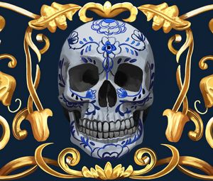 Preview wallpaper skull, pattern, lines, art