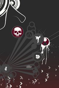 Preview wallpaper skull, plane, arrows, vector