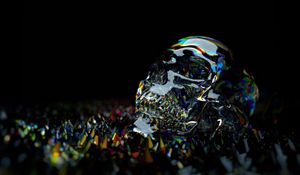 Preview wallpaper skull, shine, glass, colorful, dark