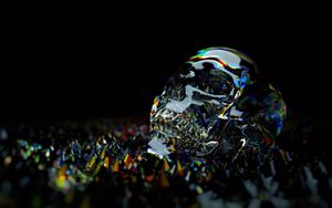 Preview wallpaper skull, shine, glass, colorful, dark