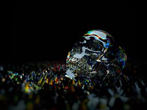 Preview wallpaper skull, shine, glass, colorful, dark