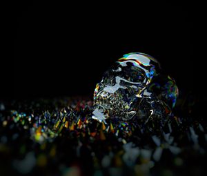 Preview wallpaper skull, shine, glass, colorful, dark