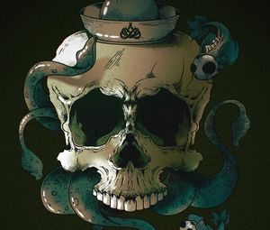 Preview wallpaper skull, skeleton, fish, art