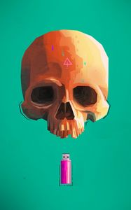 Preview wallpaper skull, skeleton, flash drive, art