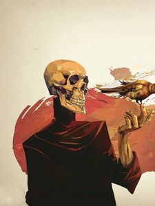 Preview wallpaper skull, skeleton, flower, fantasy, art
