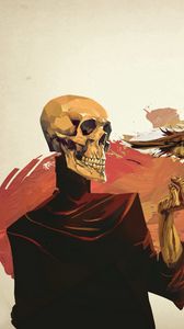 Preview wallpaper skull, skeleton, flower, fantasy, art