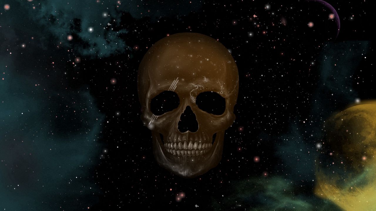 Wallpaper skull, sky, point, star, drawing