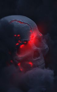 Preview wallpaper skull, smoke, cloud, glow, 3d, dark