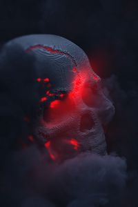 Preview wallpaper skull, smoke, cloud, glow, 3d, dark