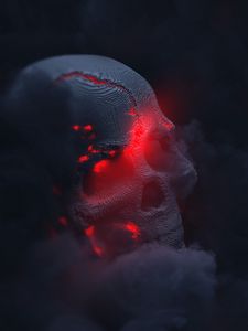 Preview wallpaper skull, smoke, cloud, glow, 3d, dark