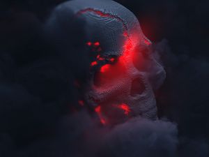 Preview wallpaper skull, smoke, cloud, glow, 3d, dark