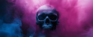 Preview wallpaper skull, smoke, pink, blue