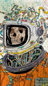 Preview wallpaper skull, space suit, art, astronaut, surreal