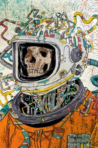Preview wallpaper skull, space suit, art, astronaut, surreal