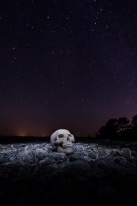 Preview wallpaper skull, starry sky, stones, night