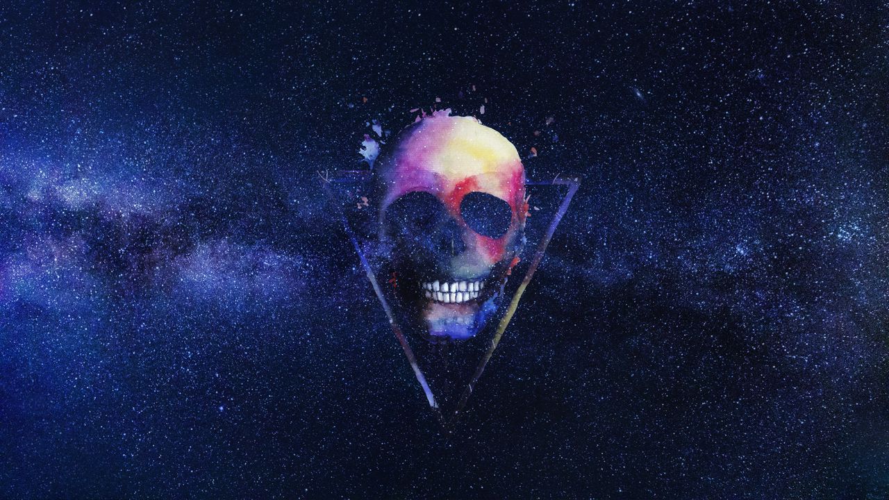 Wallpaper skull, starry sky, triangle, art