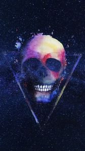 Preview wallpaper skull, starry sky, triangle, art