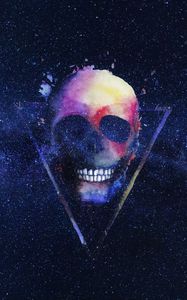 Preview wallpaper skull, starry sky, triangle, art