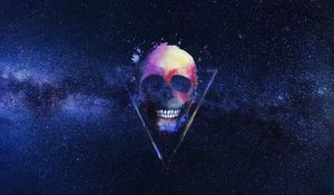 Preview wallpaper skull, starry sky, triangle, art