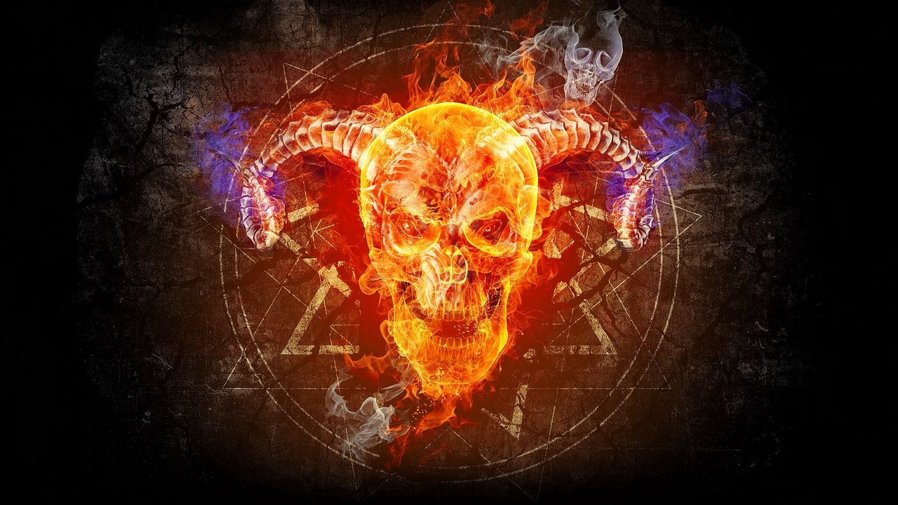 Wallpaper skull, taro, prophecy, faith, fire, circle