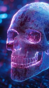 Preview wallpaper skull, teeth, volume, blue, art