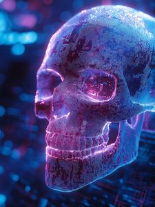 Preview wallpaper skull, teeth, volume, blue, art