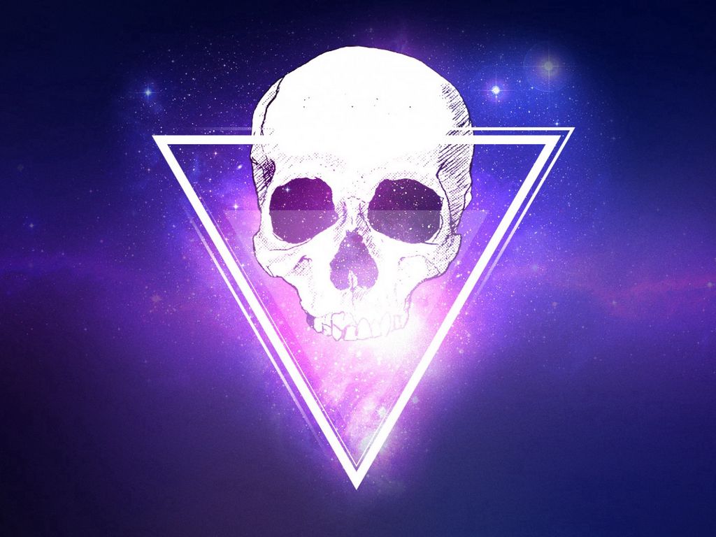 1024x768 Wallpaper skull, triangle, space