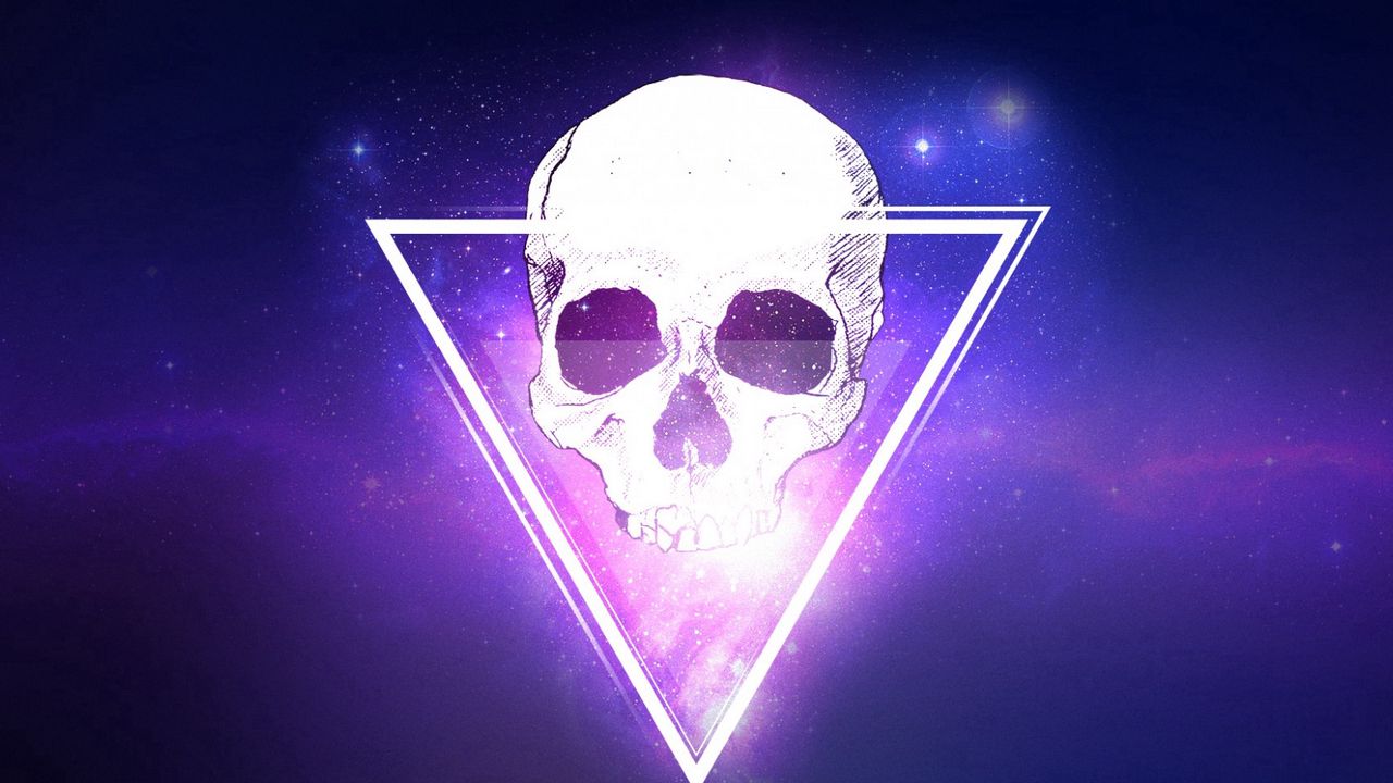 Wallpaper skull, triangle, space