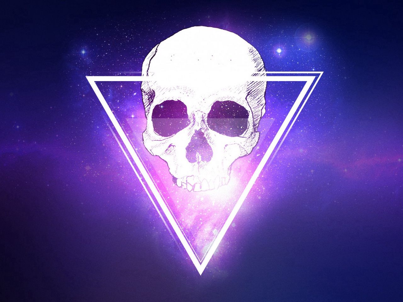 1280x960 Wallpaper skull, triangle, space