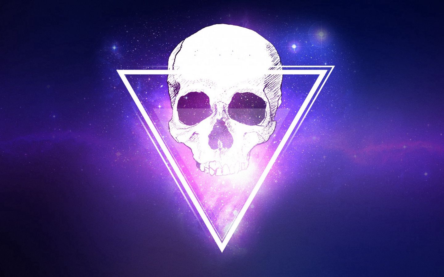 1440x900 Wallpaper skull, triangle, space