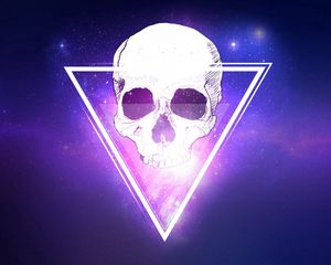 Preview wallpaper skull, triangle, space