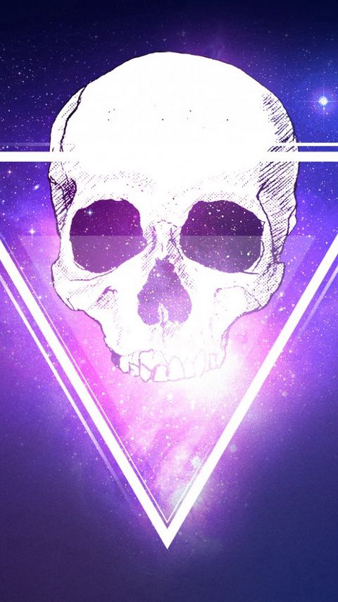 480x854 Wallpaper skull, triangle, space