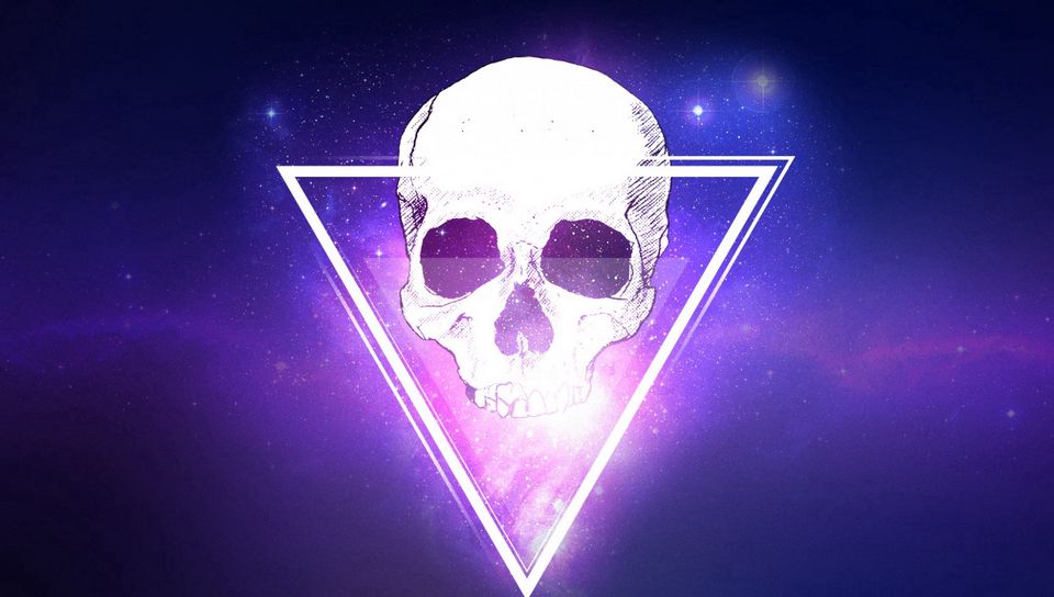 960x544 Wallpaper skull, triangle, space