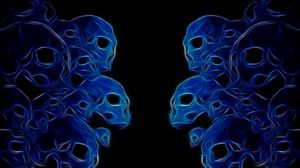 Preview wallpaper skulls, neon, color, white, dark