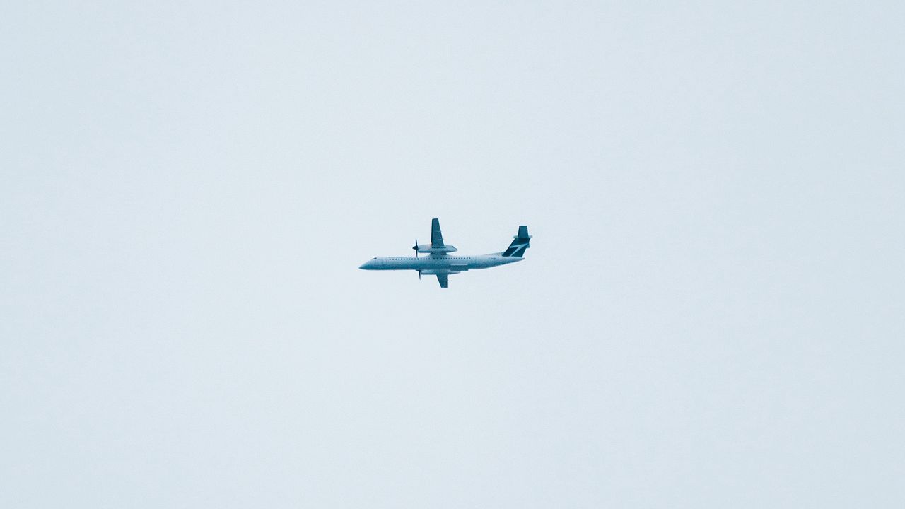 Wallpaper sky, airplane, minimalism, gray