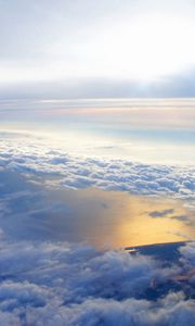 Preview wallpaper sky, altitude, clouds, airplane, wing, flying, soaring