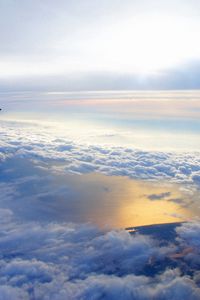 Preview wallpaper sky, altitude, clouds, airplane, wing, flying, soaring