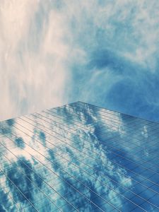 Preview wallpaper sky, architecture, minimalism, facade, mirror