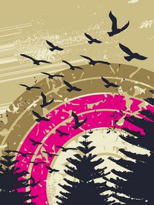 Preview wallpaper sky, birds, circles, trees