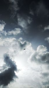 Preview wallpaper sky, bottom view, clouds, plane