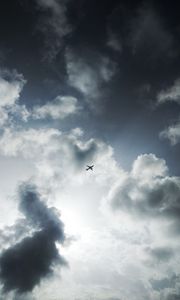 Preview wallpaper sky, bottom view, clouds, plane