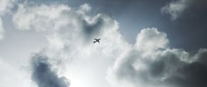 Preview wallpaper sky, bottom view, clouds, plane