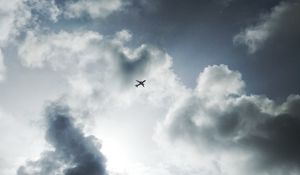 Preview wallpaper sky, bottom view, clouds, plane